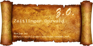 Zeitlinger Oszvald névjegykártya